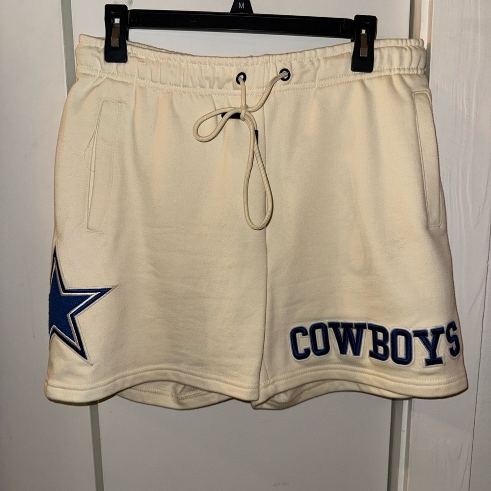 Cowboys Cream Athletic Shorts with Navy Logo